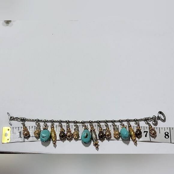 Brighton Perisiana turquoise gold silver plated beaded charm bracelet‎ - Picture 4 of 6